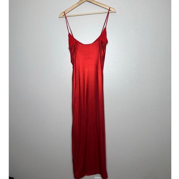 Galvan London $1595 Mars Metallic Ruched Midi Dress Cowl Neck Red Size US 6 - Picture 8 of 9